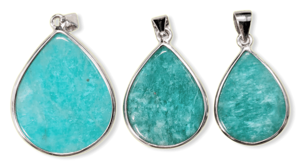 925 Silver Amazonite AA+ Pendant 3 pieces 10.54g