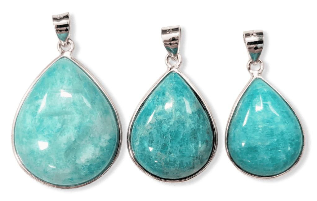 925 Silver Amazonite AA+ Pendant 3 pieces 10.54g