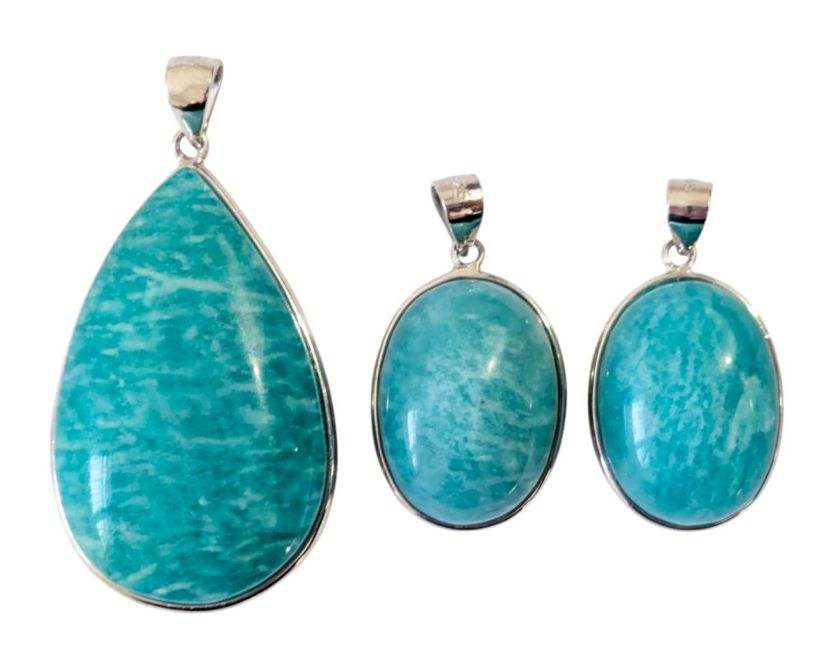 925 Silver Pendant Amazonite AA+ 3 pieces 16.19g