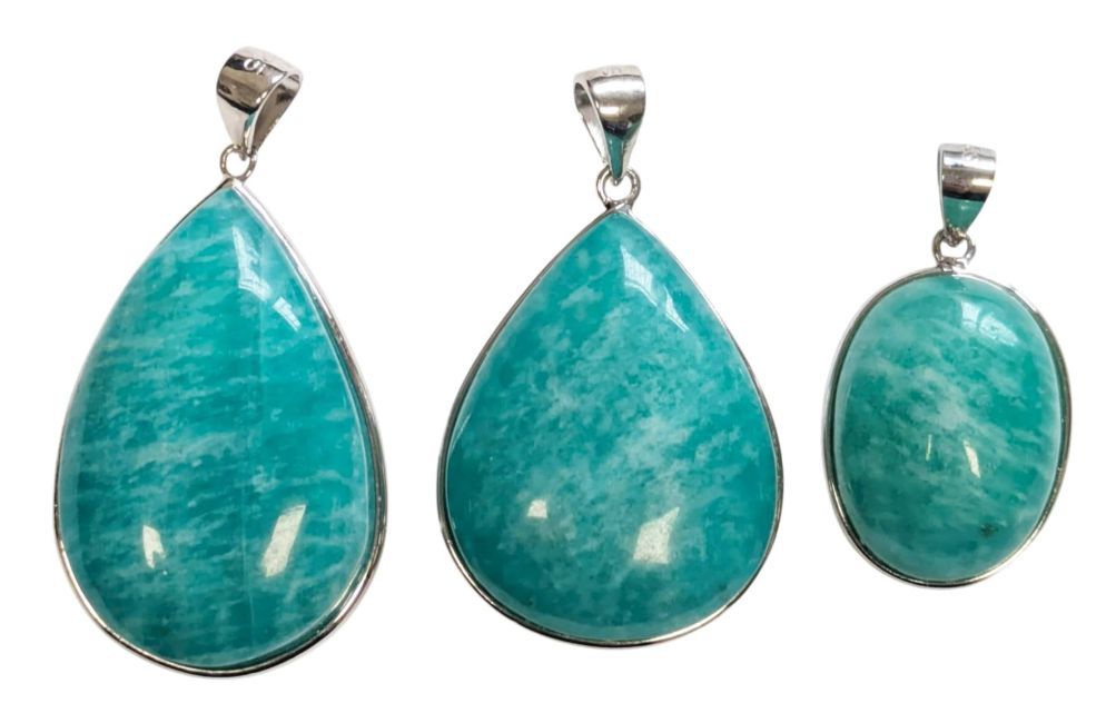 925 Silver Pendant Amazonite AA+ 3 pieces 17.72g