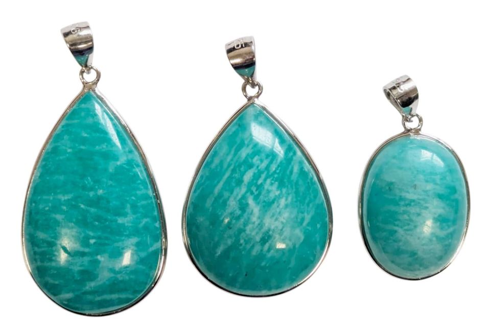 925 Silver Pendant Amazonite AA+ 3 pieces 15.21g
