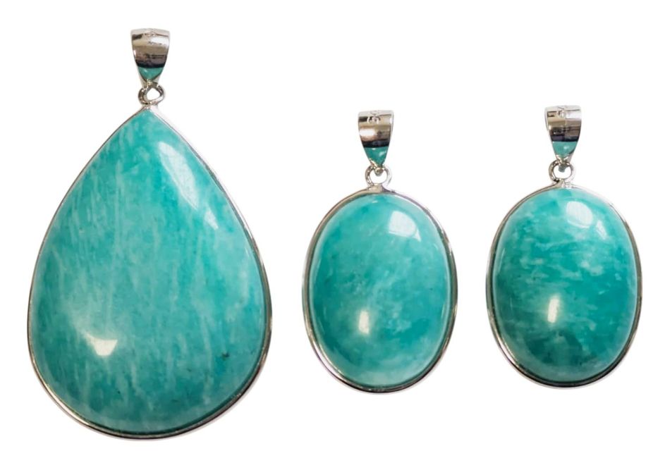 925 Silver Pendant Amazonite AA+ 3 pieces 14.67g