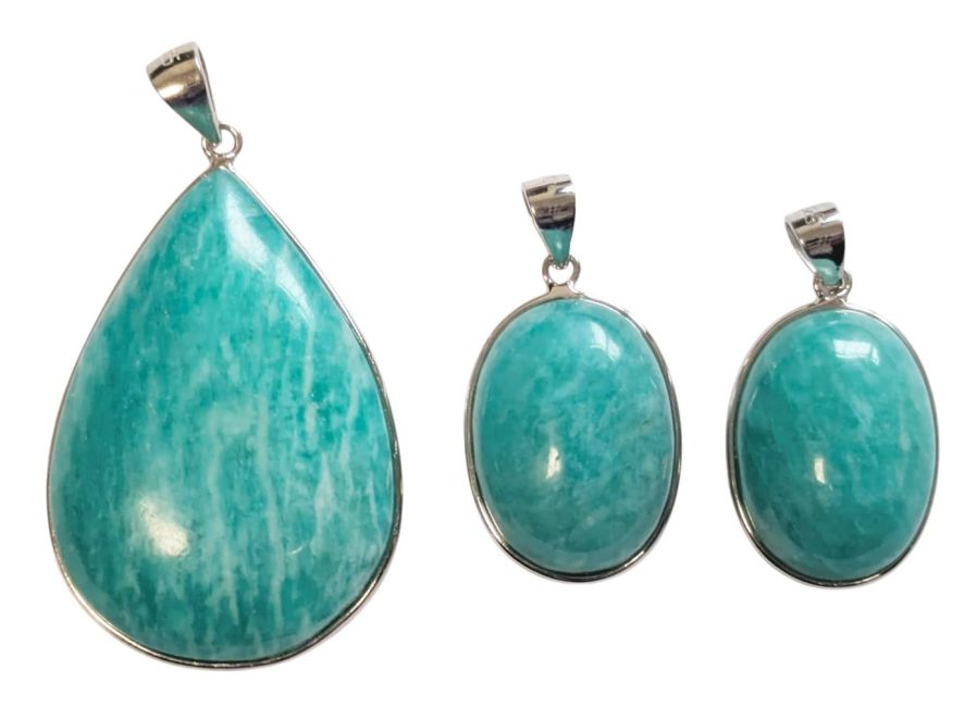 925 Silver Pendant Amazonite AA+ 3 pieces 15.48g