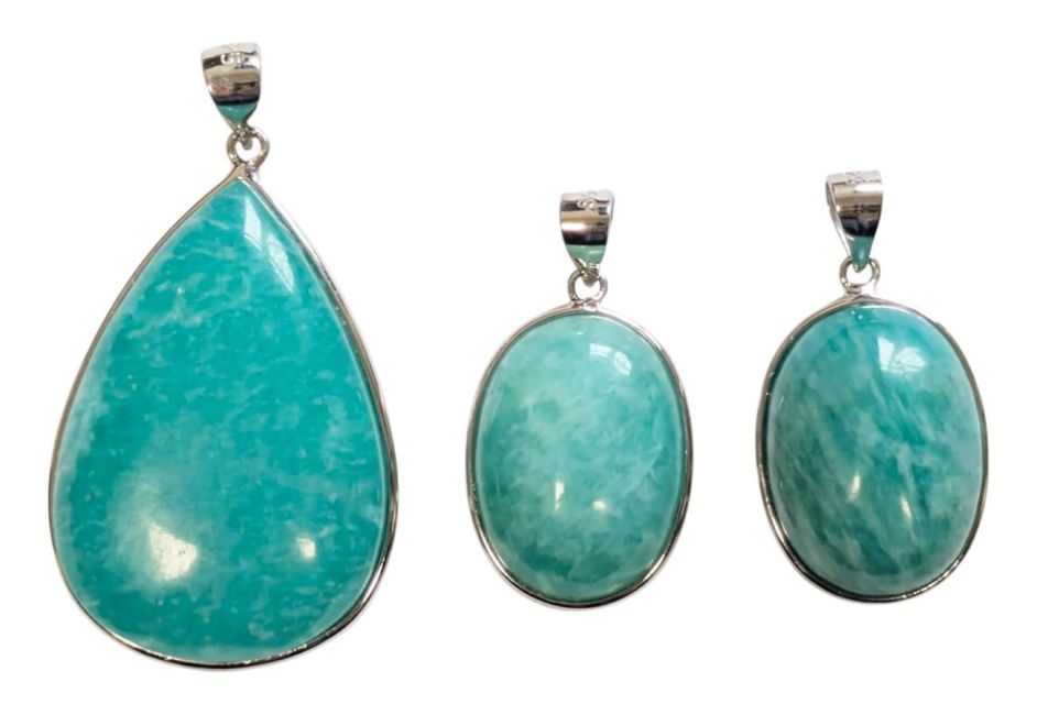 925 Silver Pendant Amazonite AA+ 3 pieces 14.97g