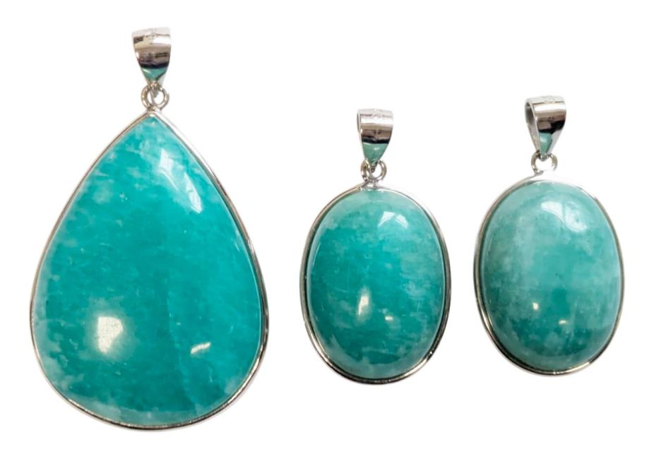 925 Silver Pendant Amazonite AA+ 3 pieces 15.62g
