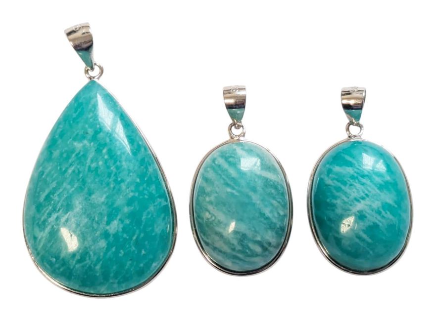 925 Silver Pendant Amazonite AA+ 3 pieces 14.66g