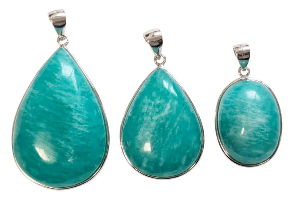 925 Silver Amazonite AA+ Pendant 3 pieces 15.6g