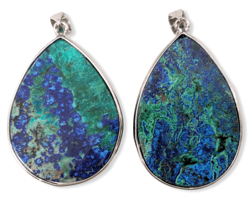 925 Silver Azurite Malachite Pendant AAA 2 pieces 20.63g