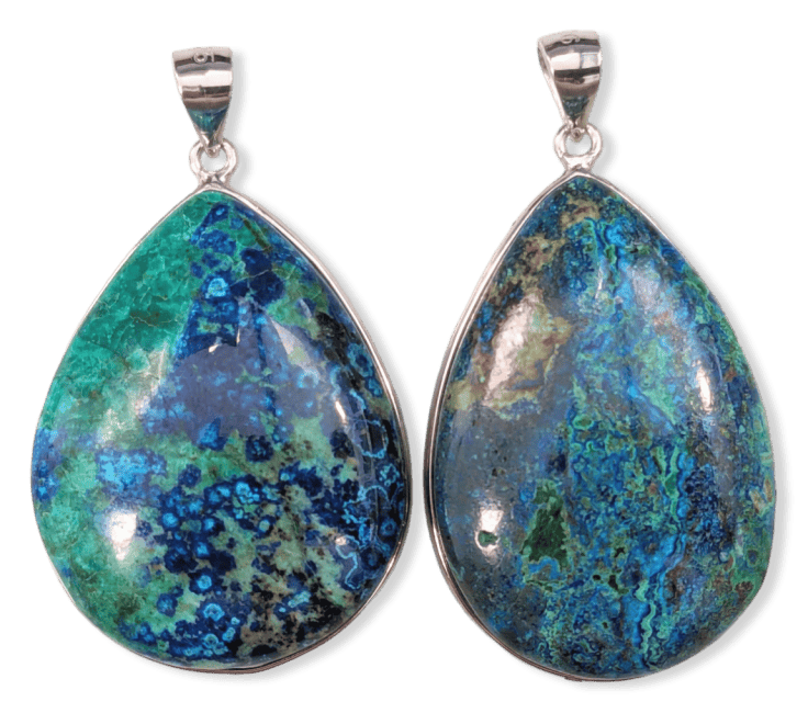 925 Silver Azurite Malachite Pendant AAA 2 pieces 20.63g