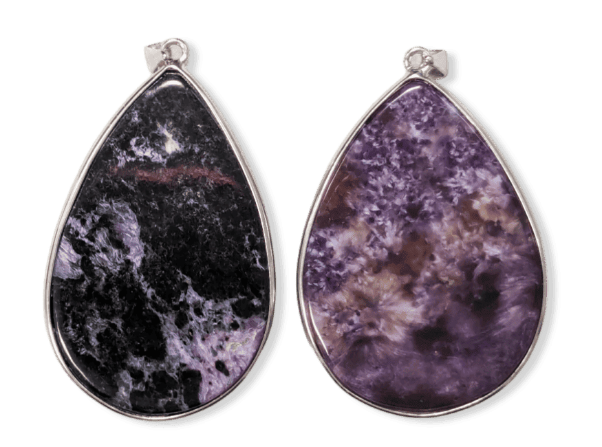 925 Silver Charoite AA Pendant 2 pieces 24,23g