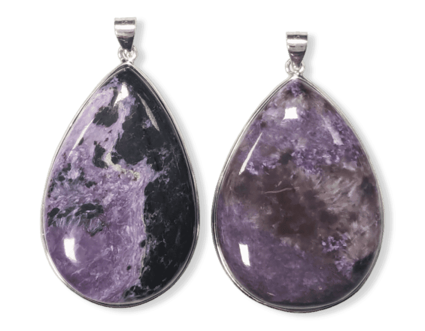 925 Silver Charoite AA Pendant 2 pieces 24,23g