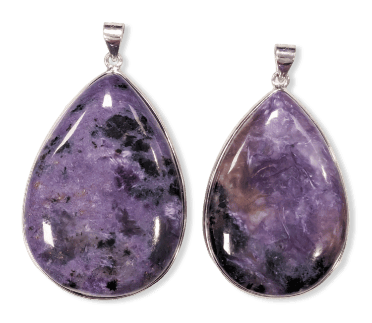 925 Silver Charoite AA Pendant 2 pieces 23,83g