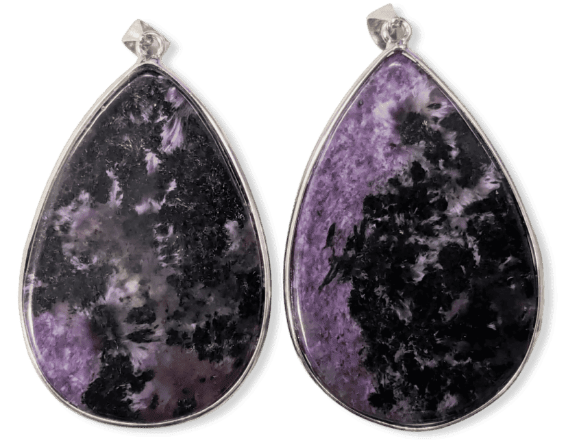 925 Silver Charoite AA Pendant 2 pieces 24.85g