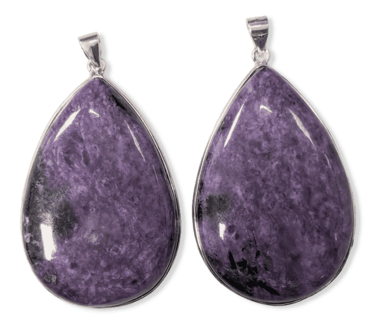 925 Silver Charoite AA Pendant 2 pieces 24.85g