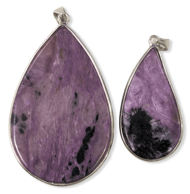 925 Silver Charoite AA Pendant 2 pieces 22.24g