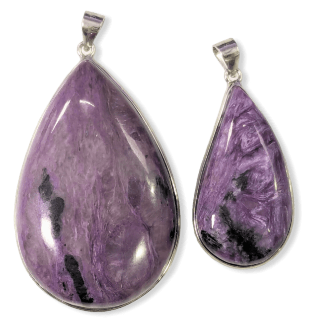 925 Silver Charoite AA Pendant 2 pieces 22.24g