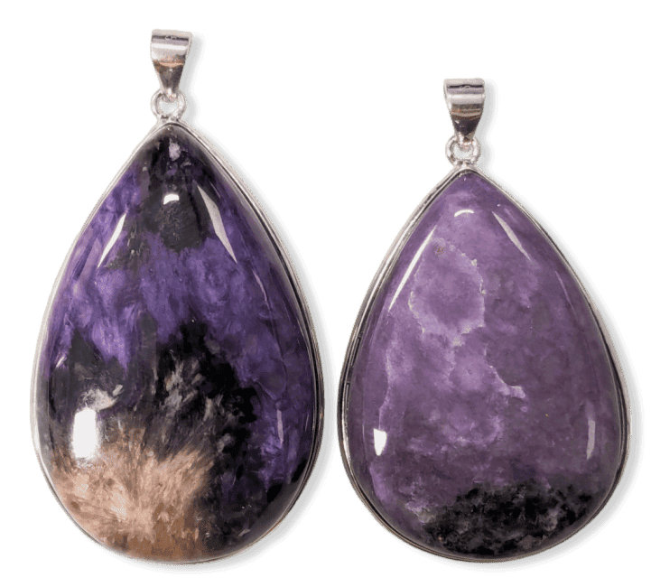 925 Silver Charoite AA Pendant 2 pieces 23.47g