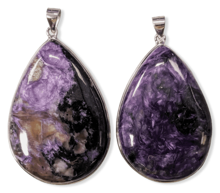 925 Silver Charoite AA Pendant 2 pieces 23.77g