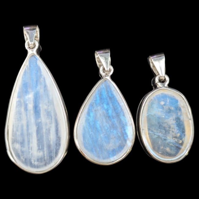 925 Silver Pendant White Moonstone AAA 3 Pieces 7.04g