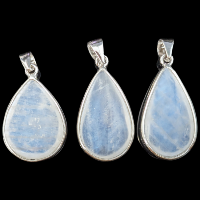 925 Silver Pendant White Moonstone AAA 3 Pieces 6.33g