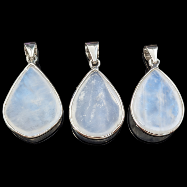 925 Silver Pendant White Moonstone AAA 3 Pieces 6.24g