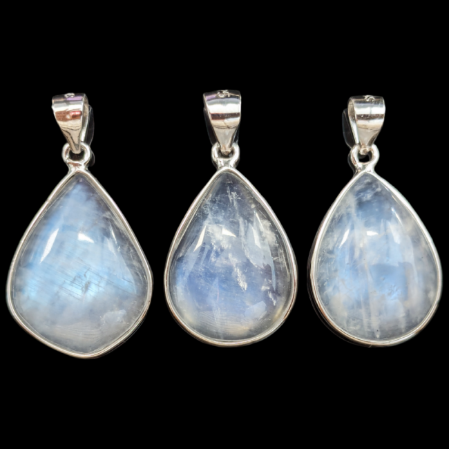 925 Silver Pendant White Moonstone AAA 3 Pieces 6.24g