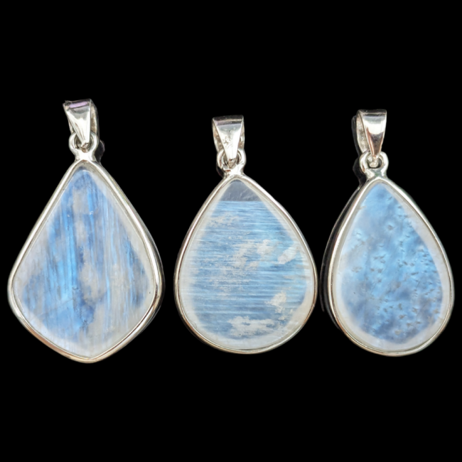 925 Silver Pendant White Moonstone AAA 3 Pieces 6.5g