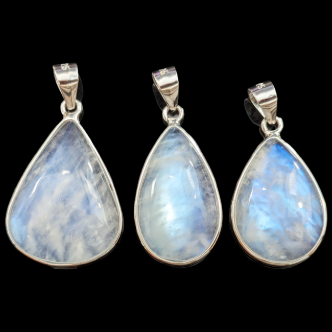 925 Silver Pendant White Moonstone AAA 3 Pieces 6.32g