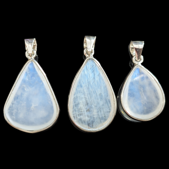 925 Silver Pendant White Moonstone AAA 3 Pieces 6.12g