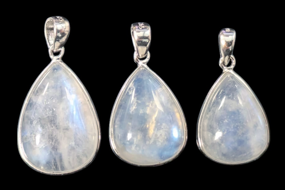 incense at 925 Silver Pendant White Moonstone AAA 3 Pieces 5.43g