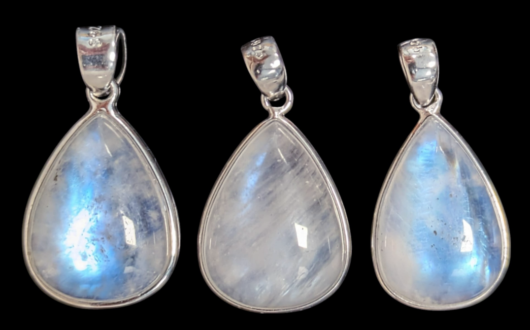 incense at 925 Silver Pendant White Moonstone AAA 3 Pieces 4.94g