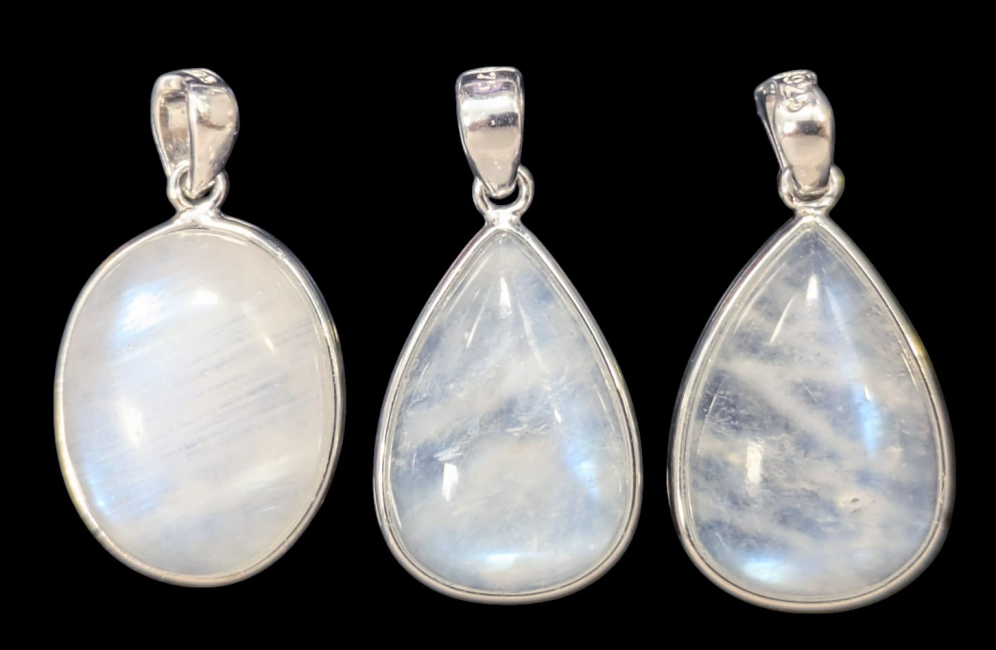 incense at 925 Silver Pendant White Moonstone AAA 3 Pieces 5.04g