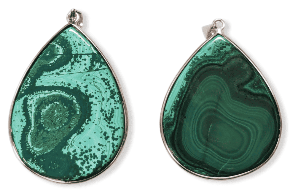 925 Silver Malachite AA Pendant 2 pieces 24.33g