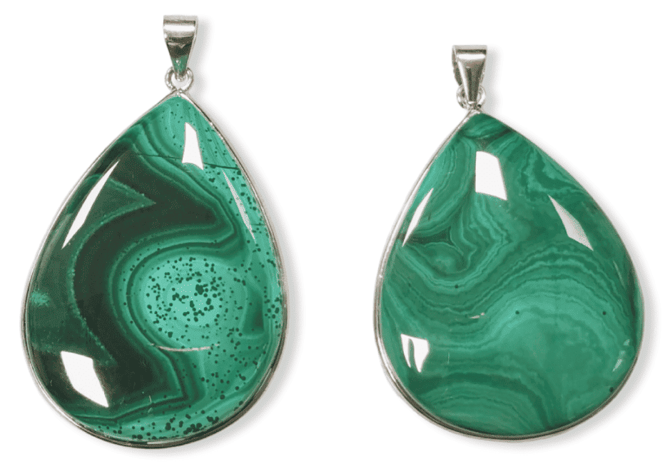 925 Silver Malachite AA Pendant 2 pieces 24.33g