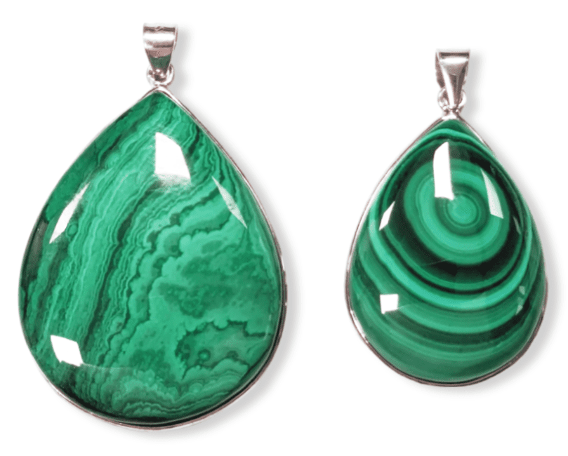 925 Silver Malachite AA Pendant 2 pieces 22.85g