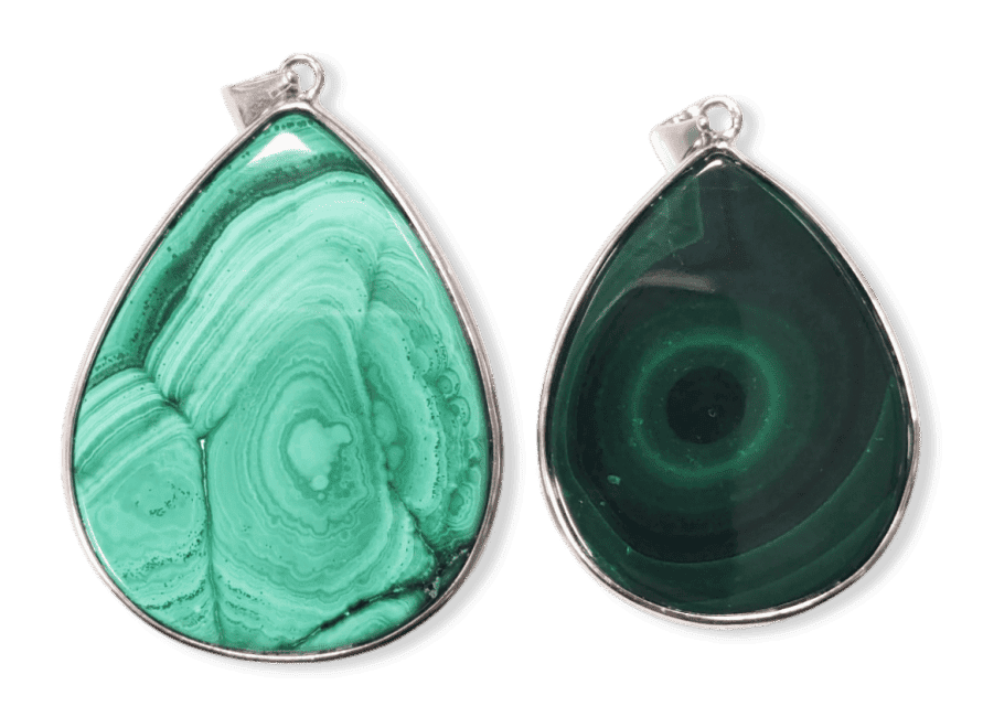 925 Silver Malachite AA Pendant 2 pieces 23,52g