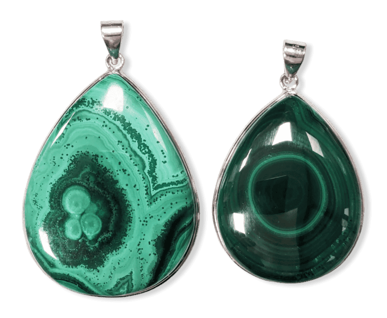 925 Silver Malachite AA Pendant 2 pieces 23,52g