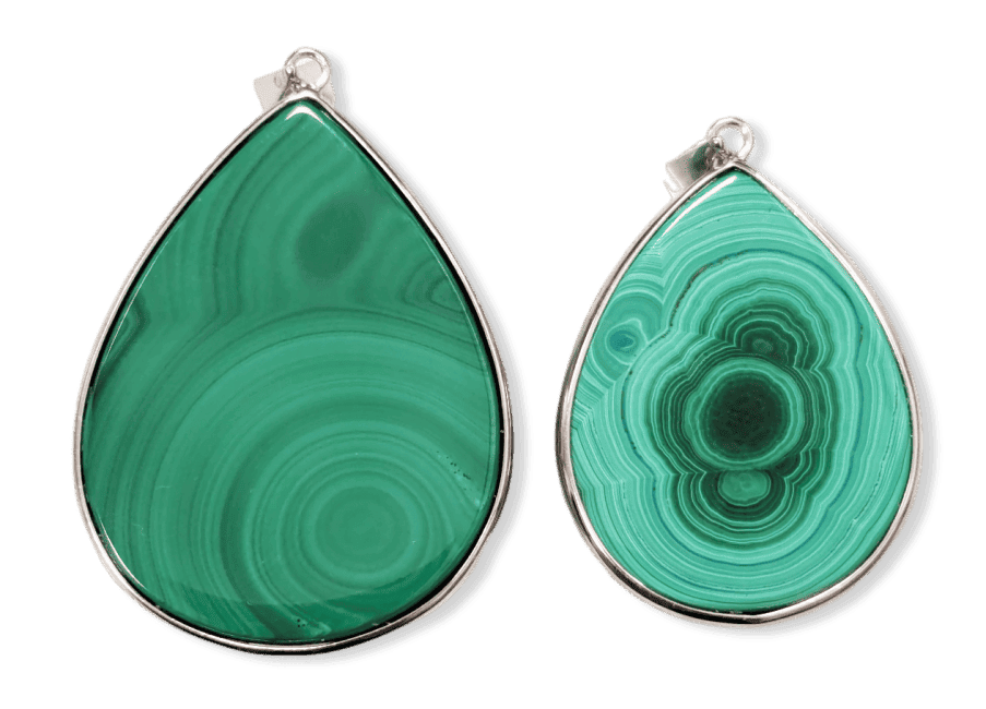 925 Silver Malachite AA Pendant 2 pieces 22.49g