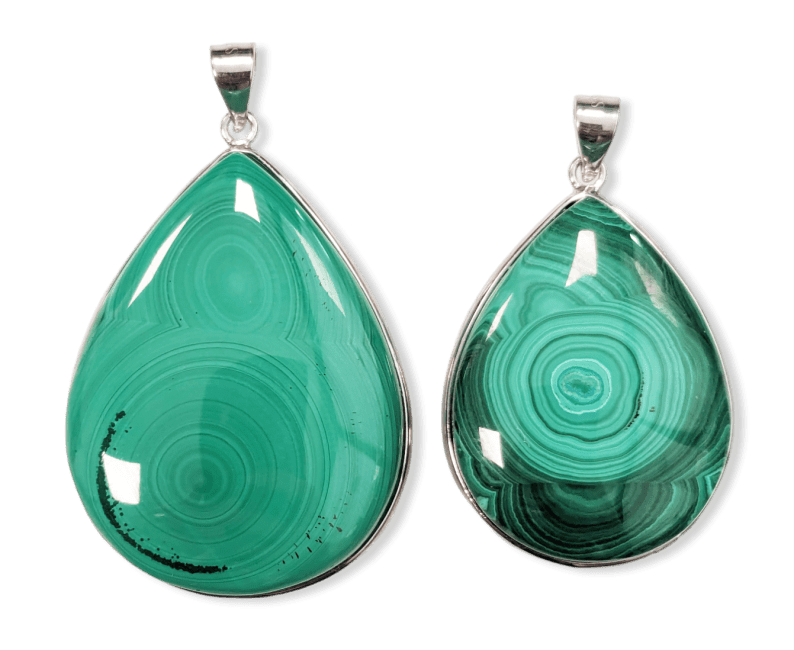 925 Silver Malachite AA Pendant 2 pieces 22.49g