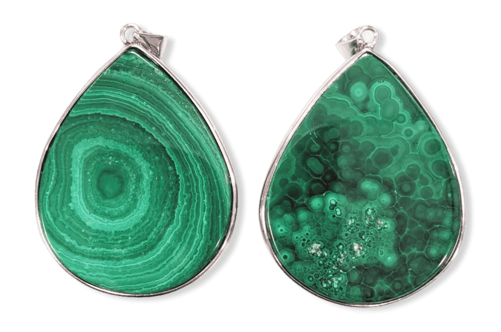 925 Silver Malachite AA Pendant 2 pieces 25.14g