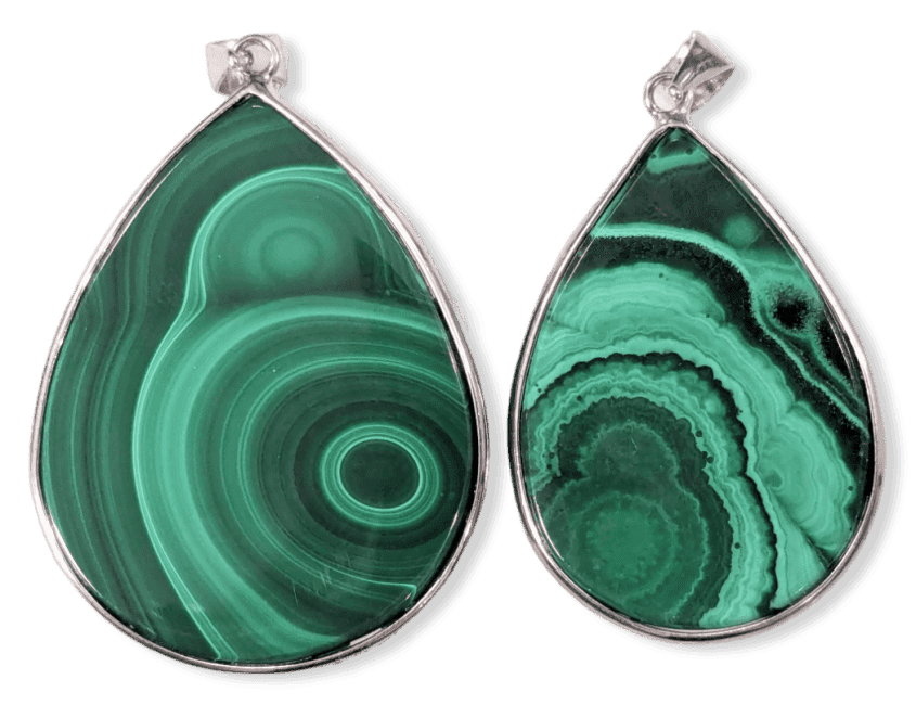 925 Silver Malachite AA Pendant 2 pieces 23.65g