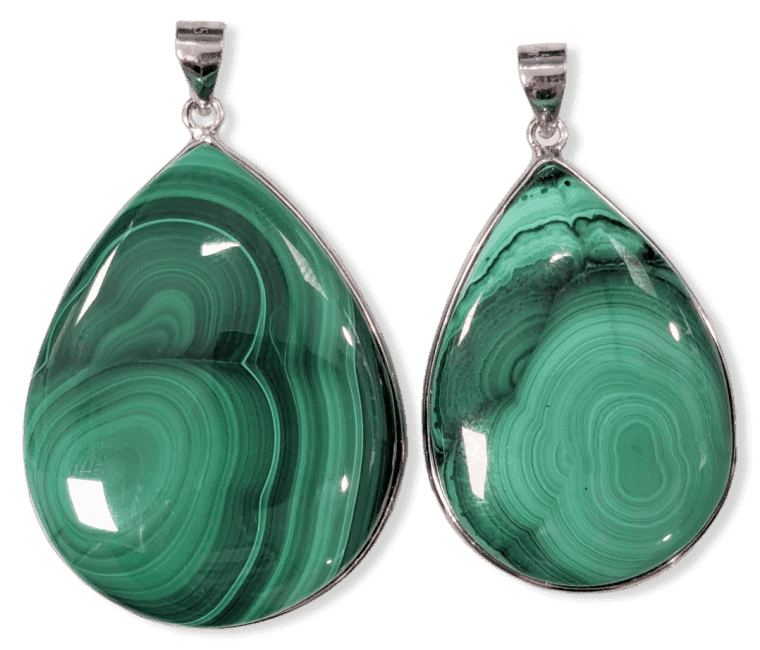 925 Silver Malachite AA Pendant 2 pieces 23.65g