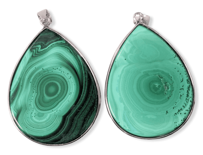 925 Silver Malachite AA Pendant 2 pieces 24.83g