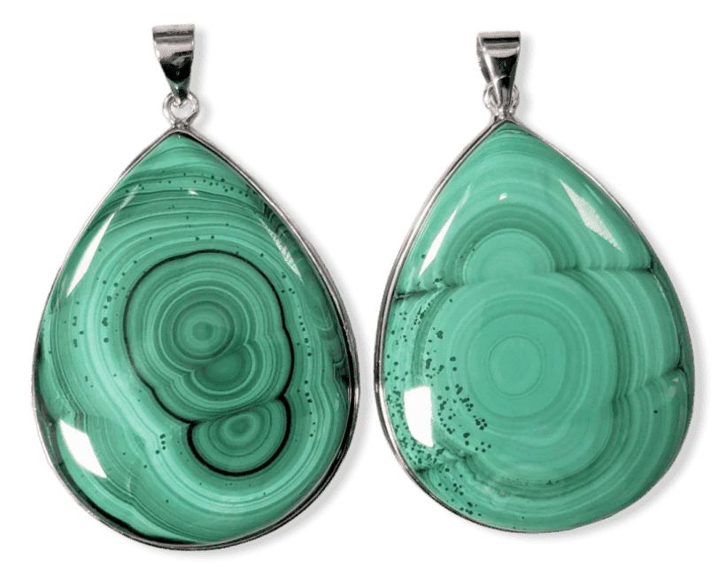 925 Silver Malachite AA Pendant 2 pieces 24.83g