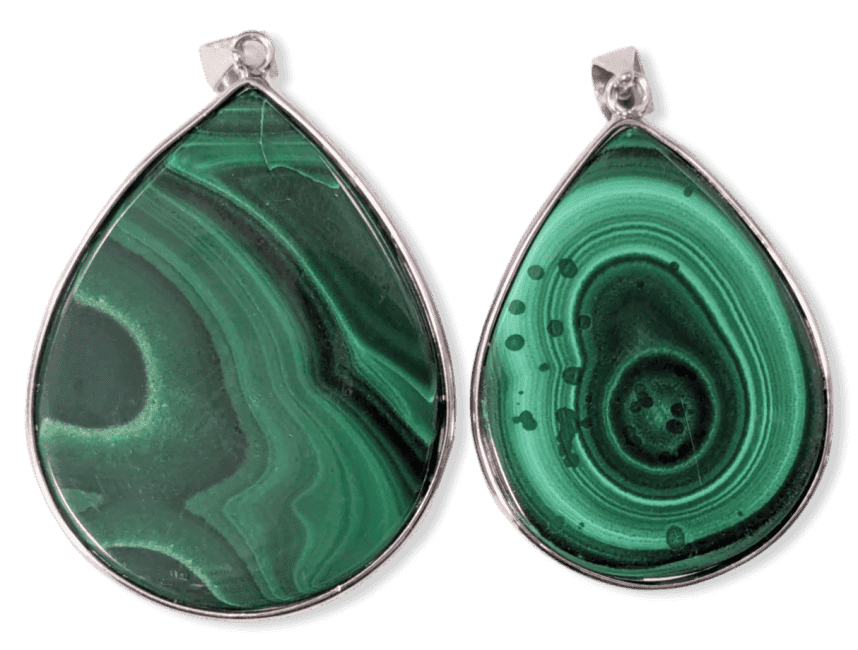 925 Silver Malachite AA Pendant 2 pieces 23.45g