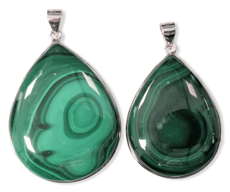 925 Silver Malachite AA Pendant 2 pieces 23.45g