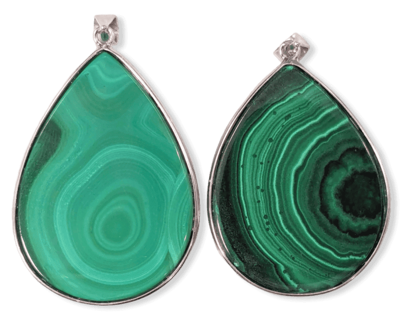 925 Silver Malachite AA Pendant 2 pieces 23.97g