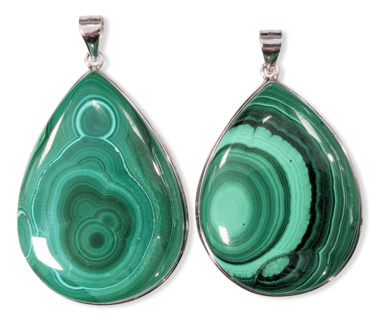 925 Silver Malachite AA Pendant 2 pieces 23.97g