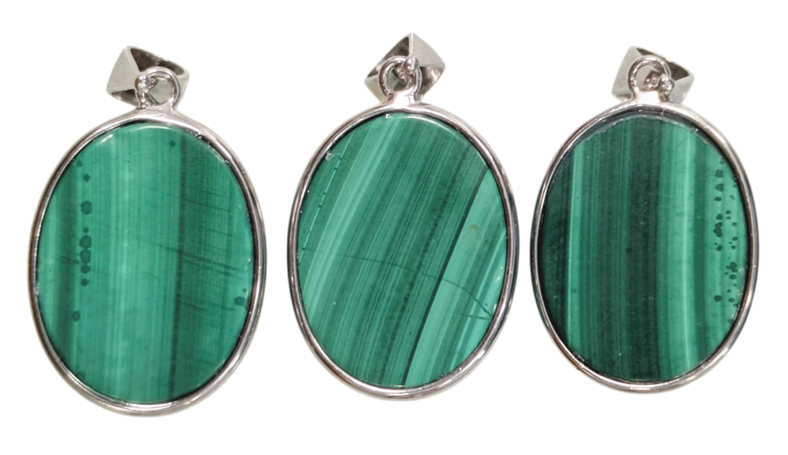 incense at 925 Silver Malachite AAA Pendant 3 pieces 11.59g|gb