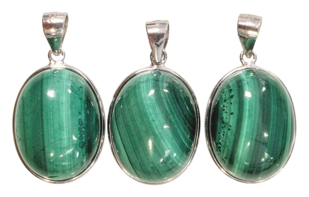 incense at 925 Silver Malachite AAA Pendant 3 pieces 11.59g